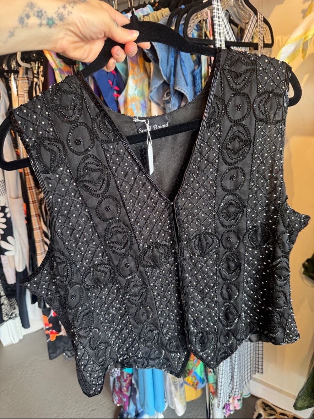 Beaded Black Sleeveless Vest by - Women's Evening Layer